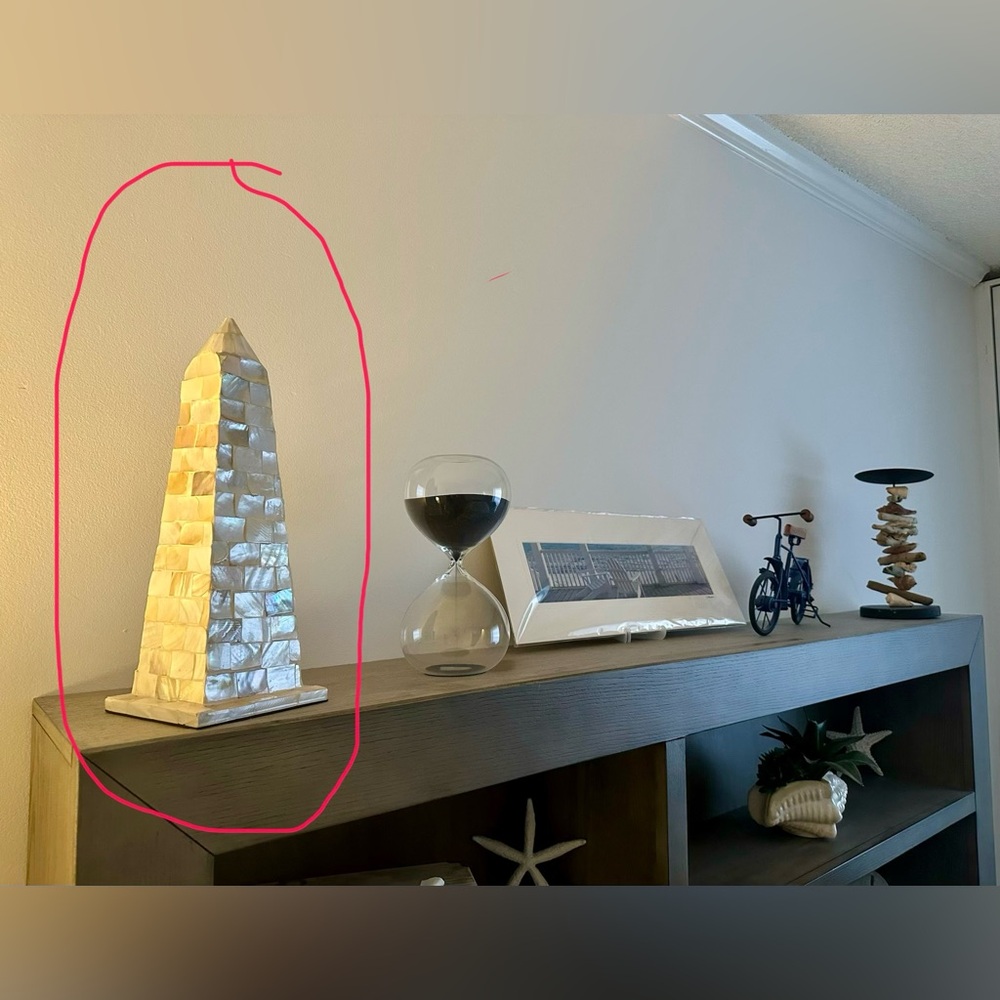 Faux Mother of Pearl Obelisk Decor